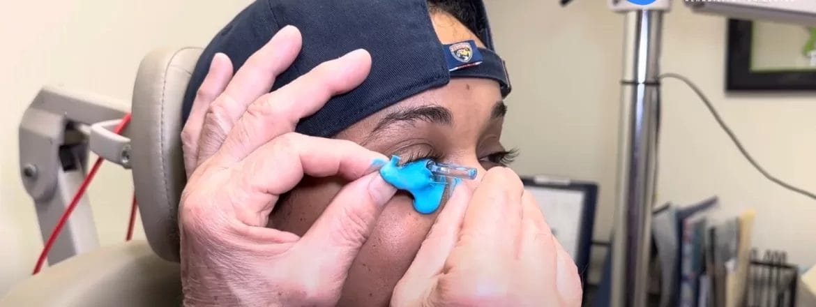 Dr. Boshnick fitting a patient with keratoconus with custom scleral lenses